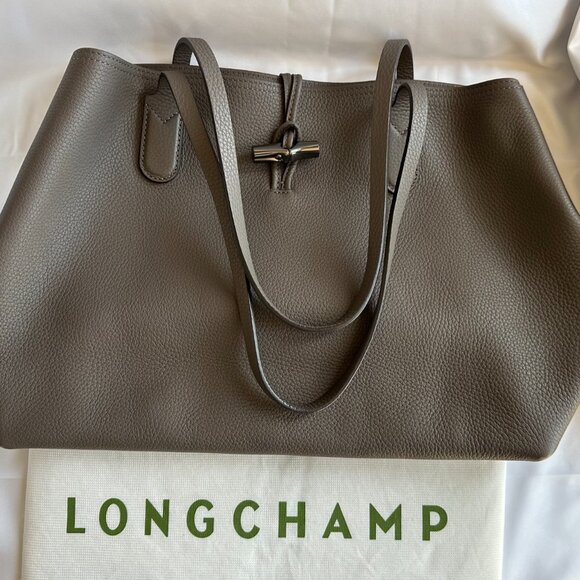 Longchamp Roseau Essential Mid Leather Tote - Color Clay - Preloved - Picture 2 of 16